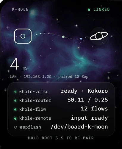 k-hole link: Each k-hole service the companion talks to, with its state.